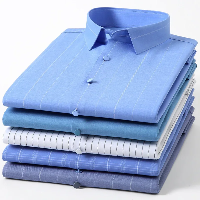 

Men's woven seamless micro-elastic business slim casual formal fashion classic social comfortable breathable long-sleeved shirt