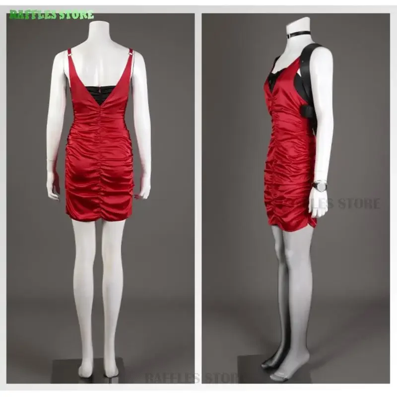 Robe Rouge de Style Gelcheongsam pour Femme, Tenue Cosplay Sexy pour Halloween, Biohaazard, Ada Wong