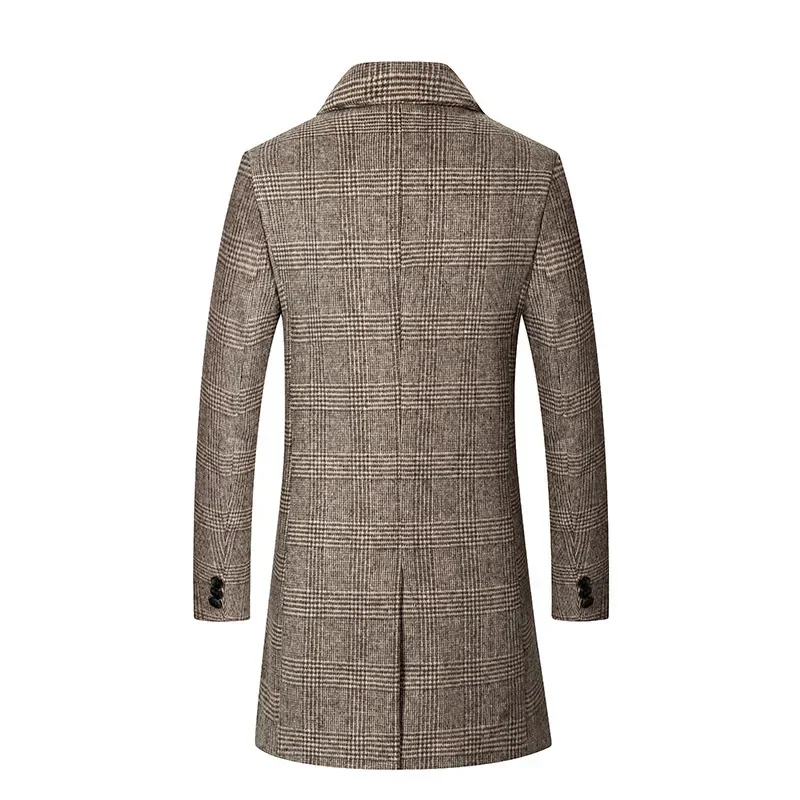 2025 Cappotto da uomo invernale 50% misto cashmere Caldo business casual Cappotto di pelle di pecora Cappotto da uomo casual retrò britannico di lana da uomo