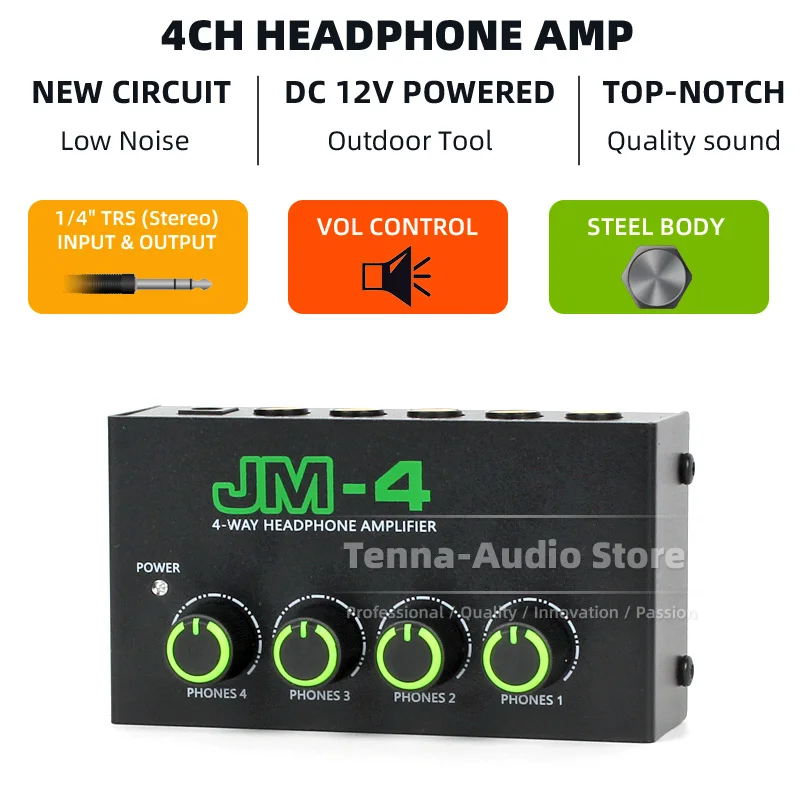 Mini 4 Channels Headphone Audio Stereo Amp Monitor Earphone Amplifier Phone Mixer Musical Mixing Sound Recording Music Combiner