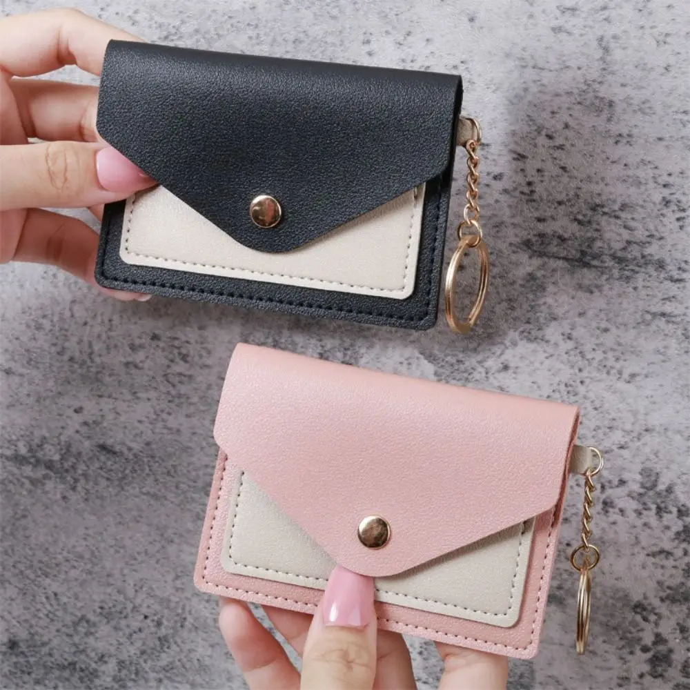 Fashion Slim Leather Wallet Business Credit Card Holder Short Purse Leather ID Card Holder Candy Color Coin Case