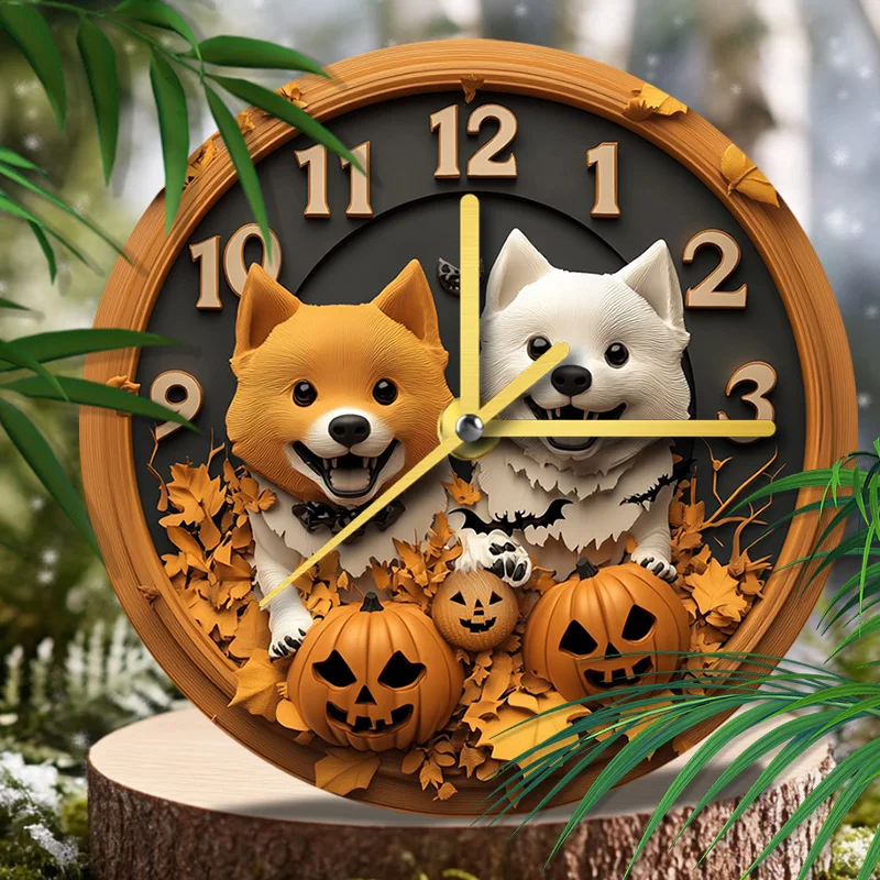 Akita Pet Clock 2D HD Textured Wall & Tabletop Decor | Premium Aluminum Alloy, Ideal Pet Cat Dog Memorial Gift