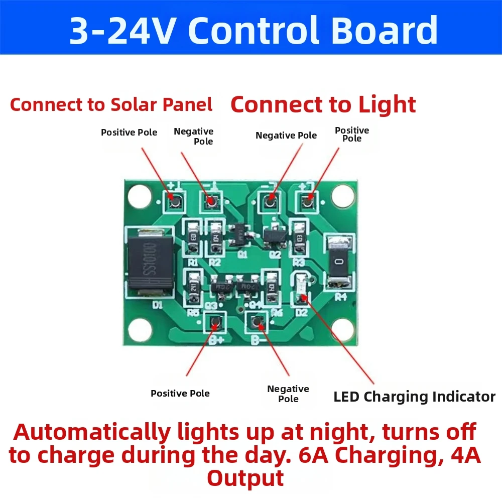 Automatic Solar Control Circuit Board 3-24V 4-10A Fully Solar Panel Battery Charger Universal Solar Charging Controller Street