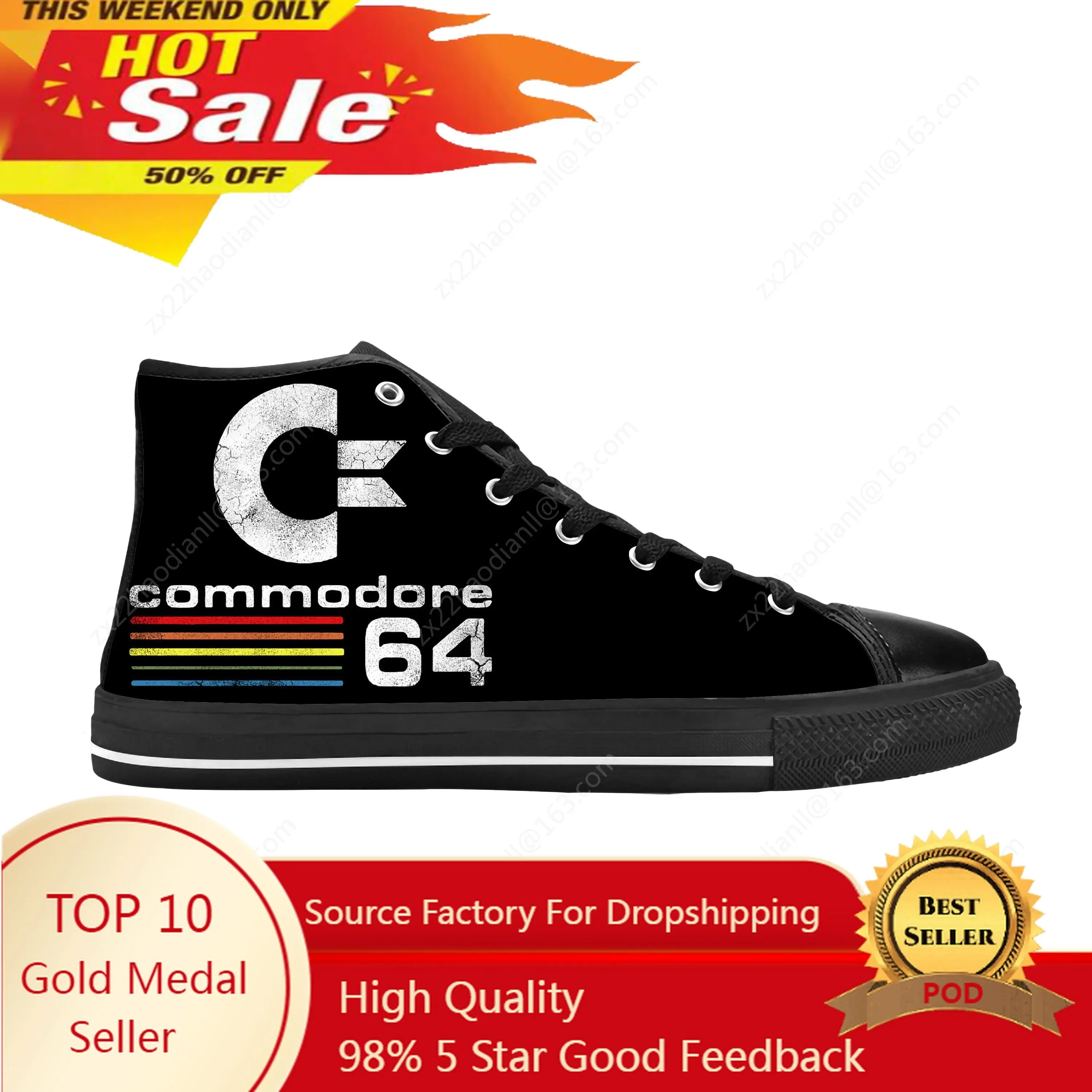 

C64 COMMODORE 64 COMPUTER Game Rock Anime Cartoon Casual Cloth Shoes High Top Comfortable Breathable 3D Print Men Women Sneakers