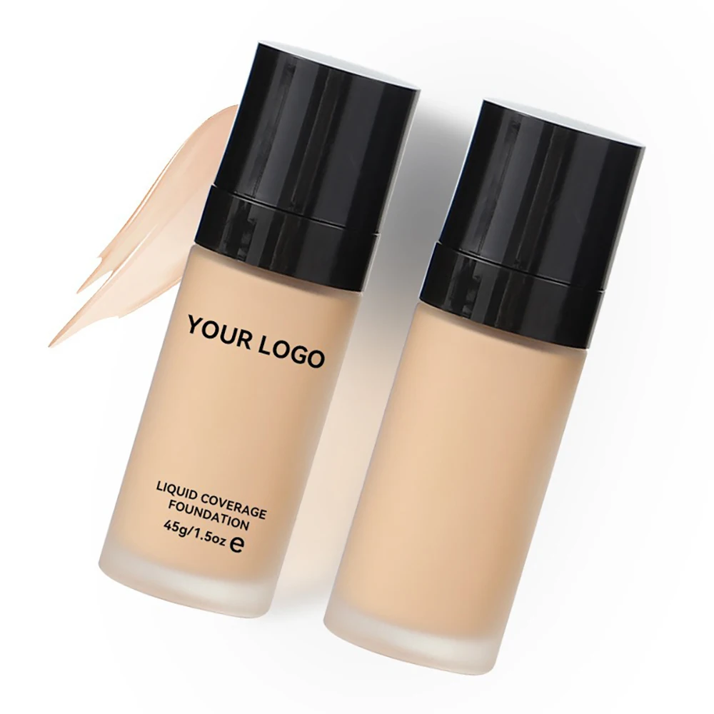 10-Color Private Label Liquid Foundation Custom Logo Conceals Brightens Skin Tone Moisturizes Full Coverage Base Makeup Vegan