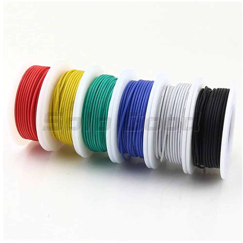 Гибкие мягкие силиконовые луженые провода 20awg 24AWG, 6 цветов, разные электрические многожильные строительные кабели для самостоятельной сборки