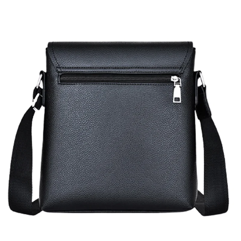 Business Men Black Shoulder Bag Crossbody PU Leather Handbag Capacity Retro Messenger Bag