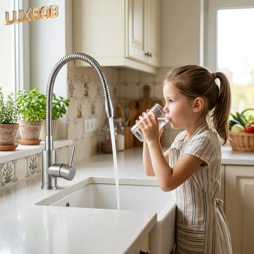 

Новый кран-фильтр для воды из нержавеющей стали 304, 2 дюйма, только холодная вода, поворот на 360°, модель 2026 года ° Универсальный поворотный кухонный смеситель