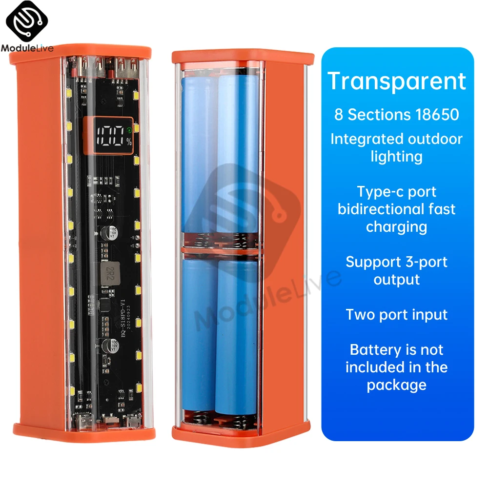 

22,5 Вт 8x18650 DIY Power Bank Чехол Ящик для хранения батарей Двойной USB Портативный источник питания для быстрой зарядки со светодиодным экраном