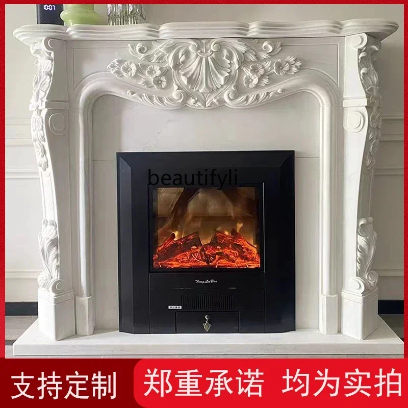 

GG Marble fireplace stone carving French marble carving fireplace living room background wall relief