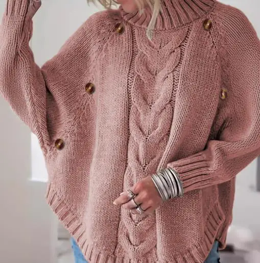 

Осень и зима 2025, новый женский пуловер с жареным тестом, вязаный свитер с длинными рукавами