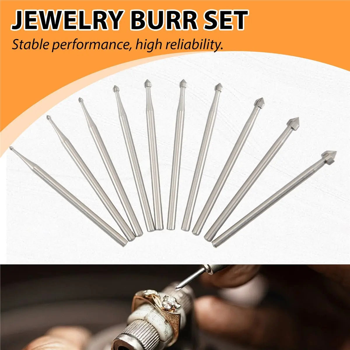 howhow 10 Pcs Jewelry Setting Burr - 3/32Inch Shank Stone Setting Burs Cylinder - Cone Shape Lapidary Making Tools