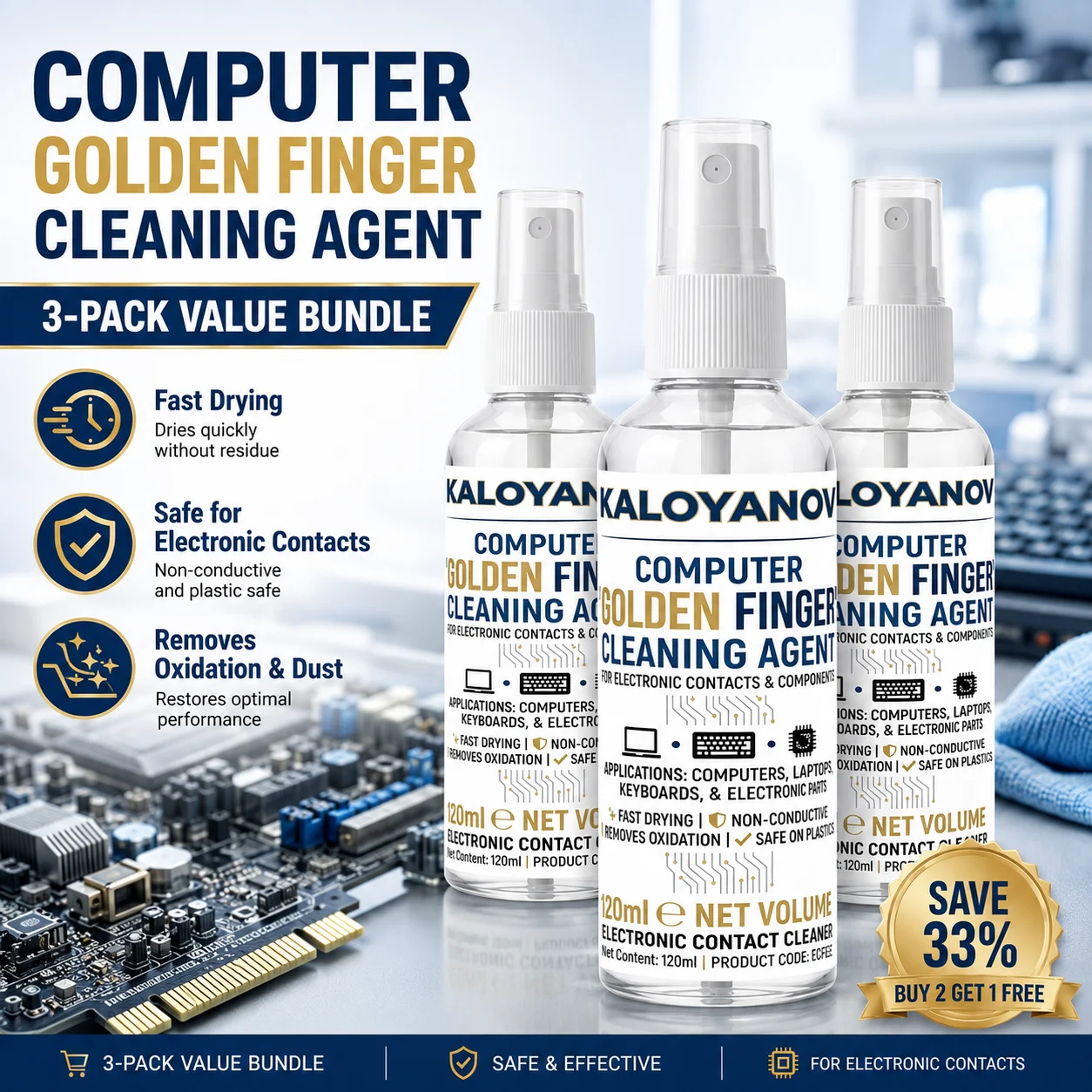 600ml Electronic Contact Cleaner Spray Golden Finger Cleaning Agent Non-Conductive Fast-Drying Removes Oxidation for PC Laptop