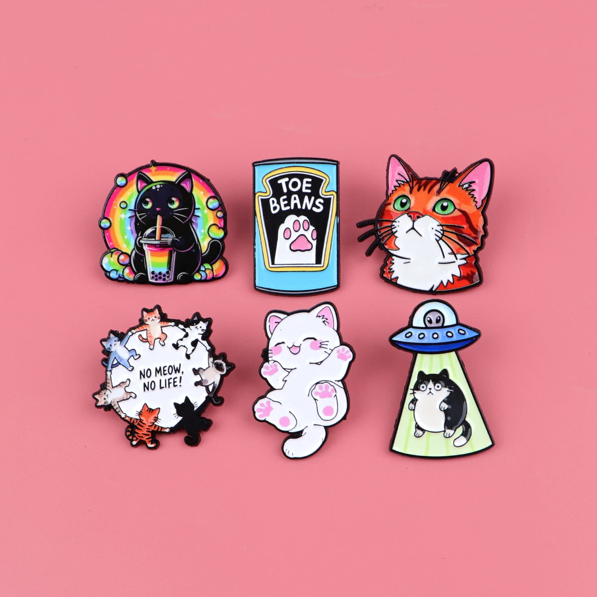 مزيج 6 قطعة/المجموعة القط سلسلة المينا دبوس UFO دبابيس للنساء التلبيب شارة بدبابيس على ظهره الملابس اكسسوارات هدايا مجوهرات الأزياء #4