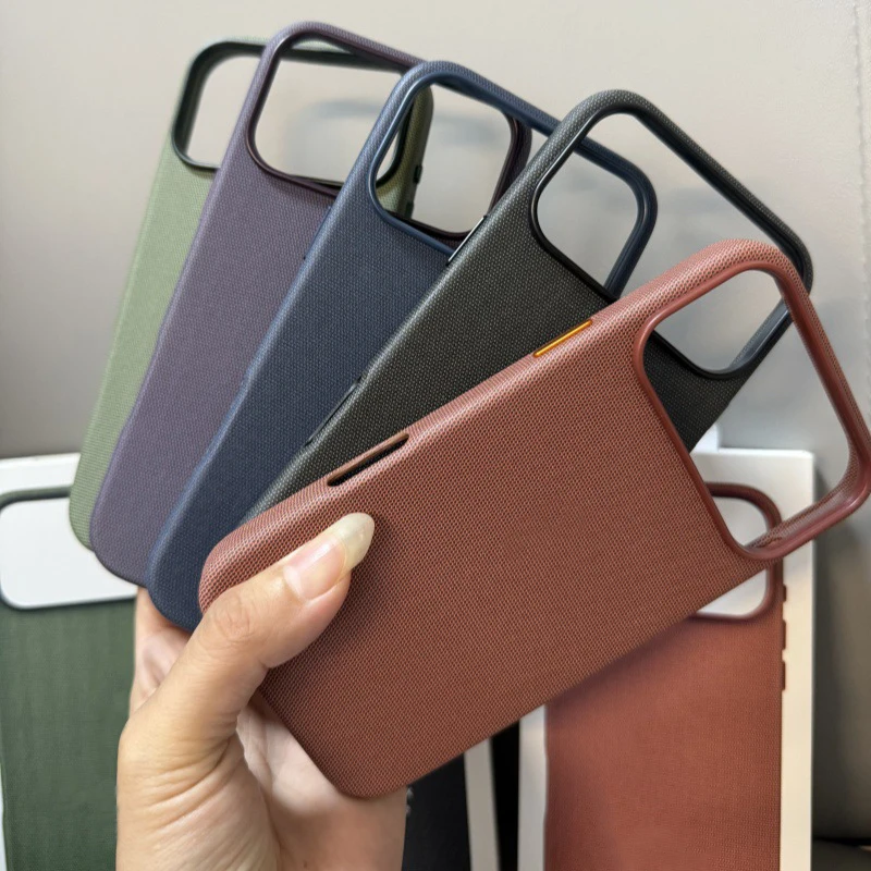 

Ultra Thin Solid Color Cloth Pattern PC for Magsafe Case for IPhone 17 Pro Max Air Pro Wireless Charging Camera Protector Covers