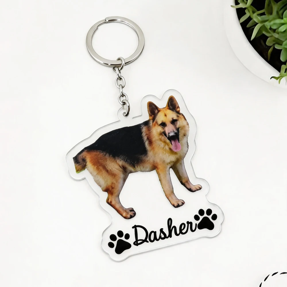 Personalisierter 2D-Acryl-Schlüsselanhänger mit Haustierfoto, Hunde-/Katzenfoto-Schlüsselanhänger für Männer und Frauen, Geburtstagsgeschenk für die Familie