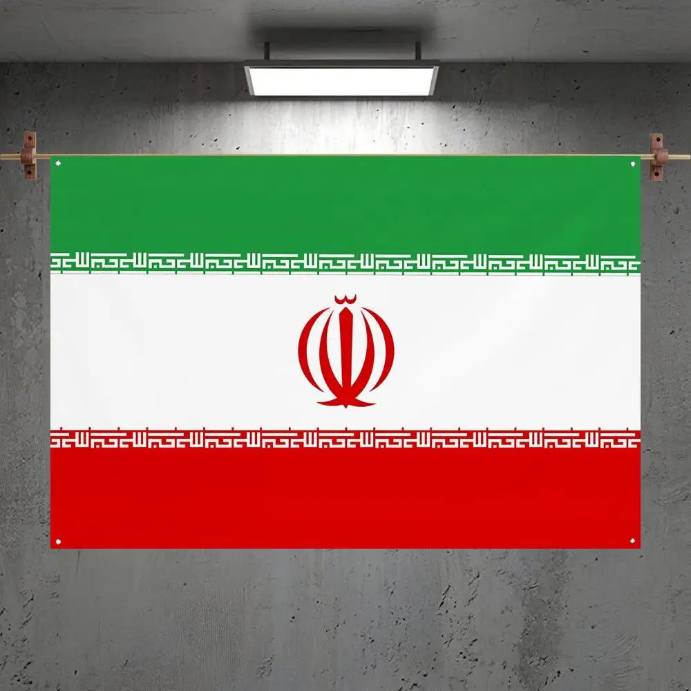 Iran nation black logo Flags Custom Camping Outdoor Garden room Bedroom Decor Party Backdrops Wall Art Family Gifts