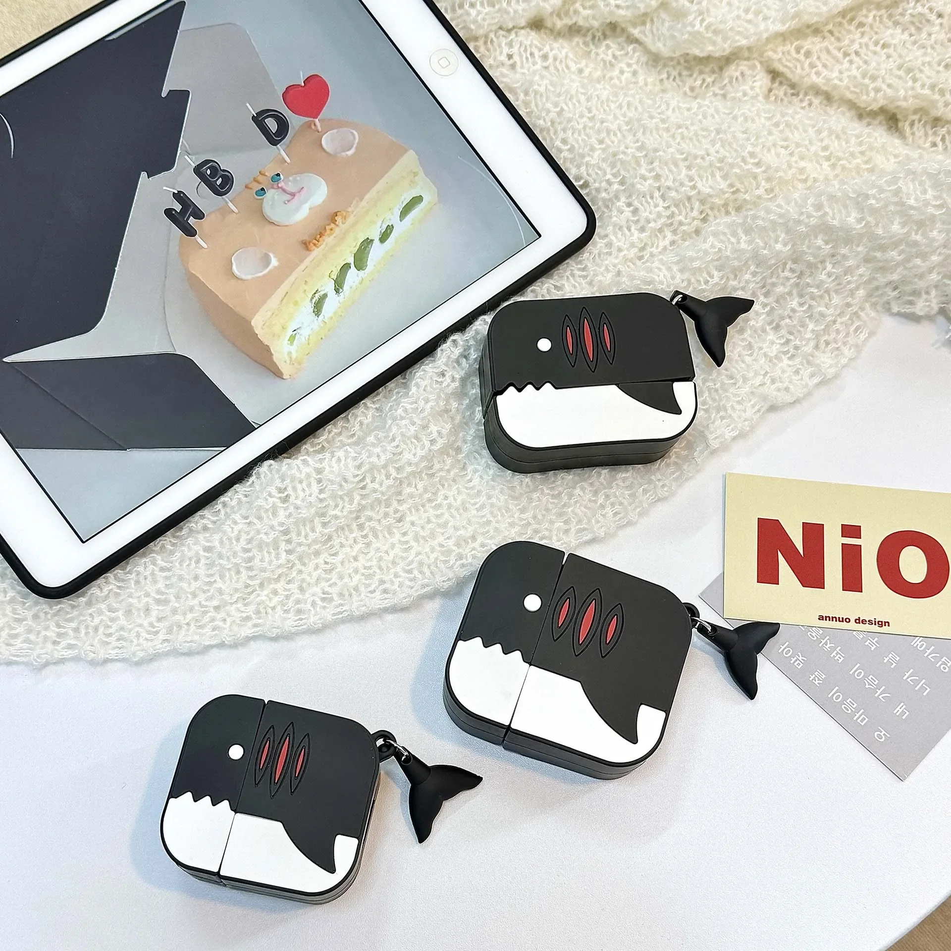 For Huawei FreeBuds 6 6i 5i SE2 3 Pro3 Pro4,Huawei FreeBuds FreeClip,Cartoon Shark Protector Wireless Protective Shell Cover