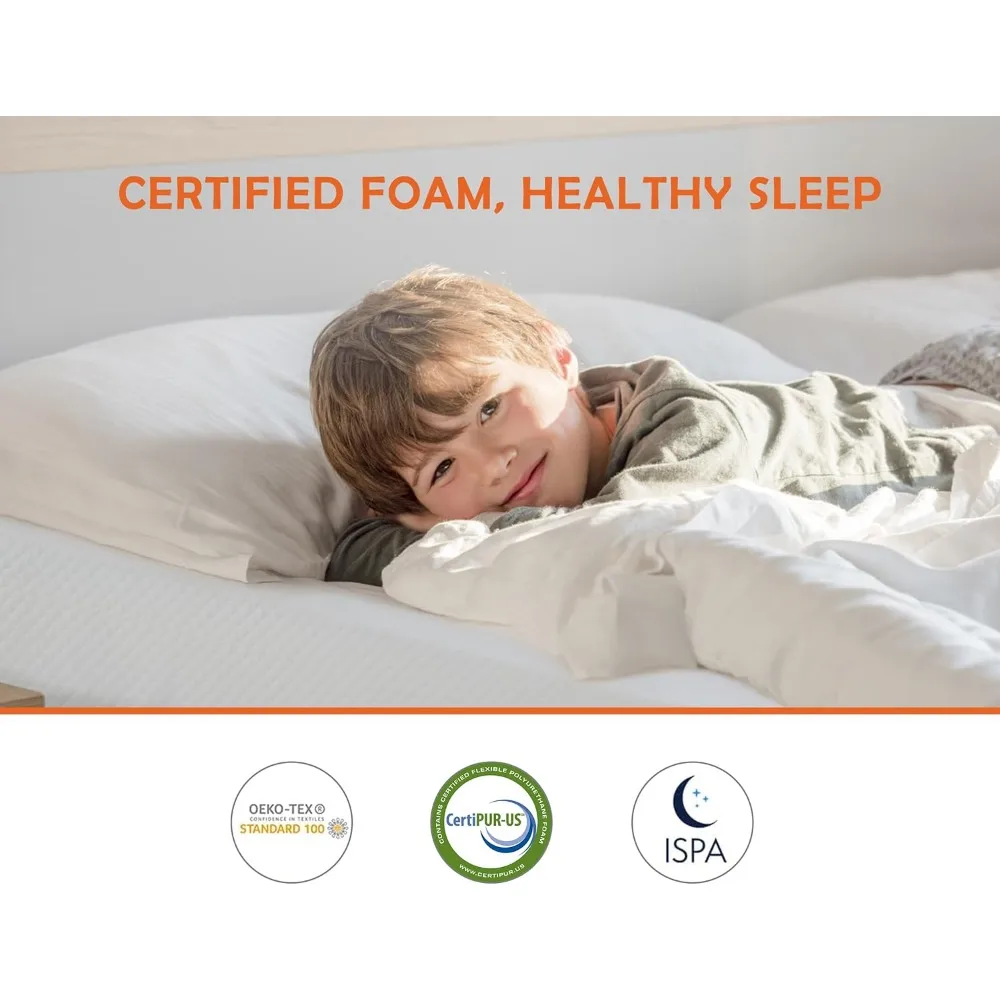 مرتبة إسفنجية ميموري فوم من جل التبريد بحجم مزدوج مع غطاء لتخفيف الضغط ونوم مريح ومتوسط الصلابة