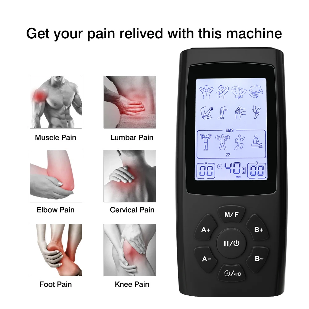 Tens Electrostimulator Digital TENS Unit Machine 2-Channel Rechargeable Body Muscle Stimulator 28 Modes for Pain Relief