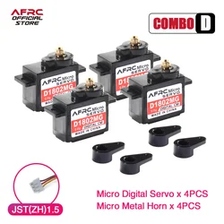 AFRC-D1802MG 4PCS Metal gear Micro Servo Mini JST and JR Connector For RC mini cars and airplanes DIY assembly upgrading