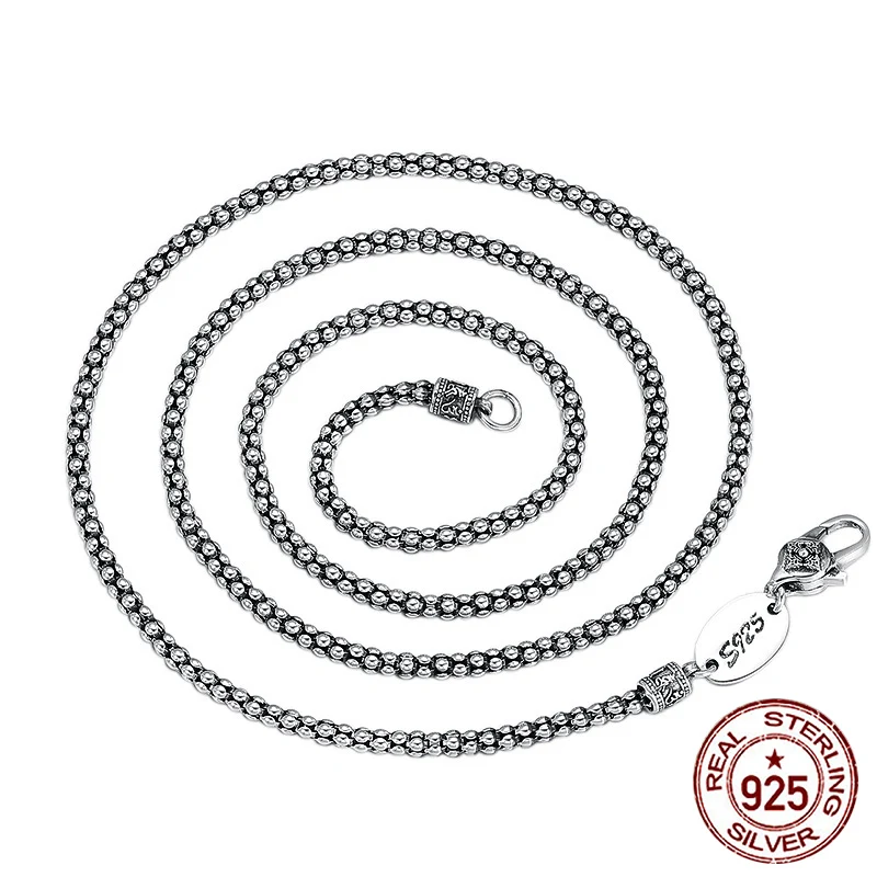 

S925 Sterling Silver Necklace with Six Character Myth Corn chain couple with retro ethnic style Personalized retro jewelry