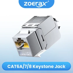 ZOERAX Cat6a Cat7 Keystone Jack Cat7 RJ45 STP Tool-Less Type Zinc Alloy Module Jacks Adapter Coupler for 22 to 26 AWG