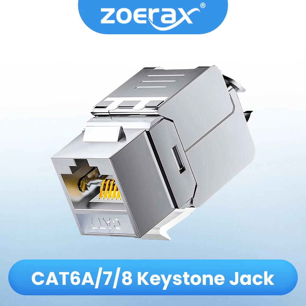 ZOERAX Cat6a Cat7 Keystone Jack Cat7 RJ45 STP Bez narzędziowy moduł ze stopu cynku Łącznik adaptera dla 22 do 26 AWG