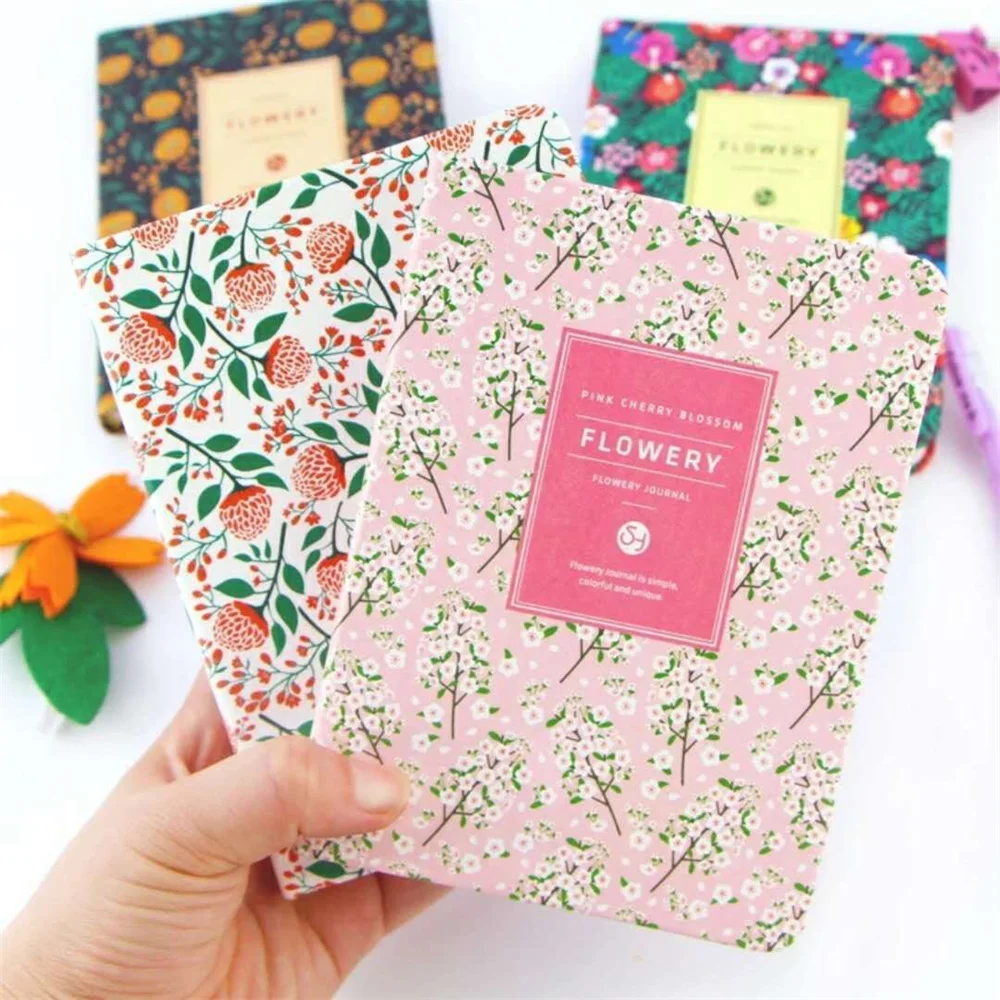 Fashion Cute PU Leather Floral Print Schedule Note Book Diary Weekly Planner Notebook School Office Supply Handbook Stationery