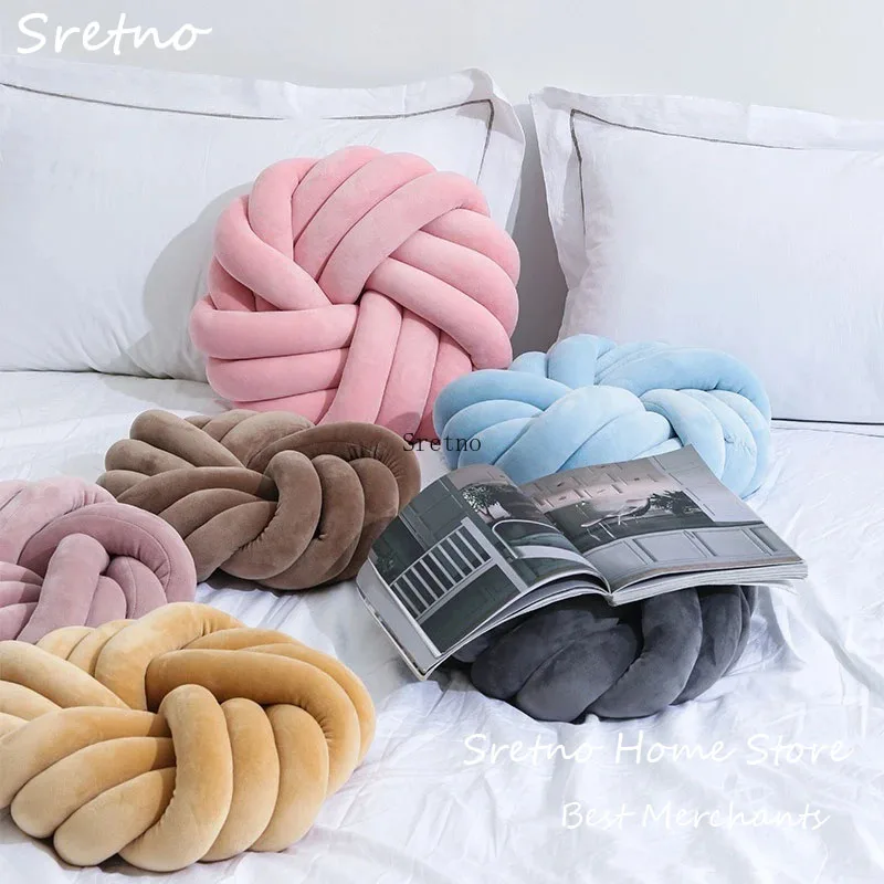 

Nordic Ins Throw Pillow 3-Strand Rope Disc Flower Round Pillow Sofa Backrest Mats Hand Woven Fried Dough Twists Cushion cojines