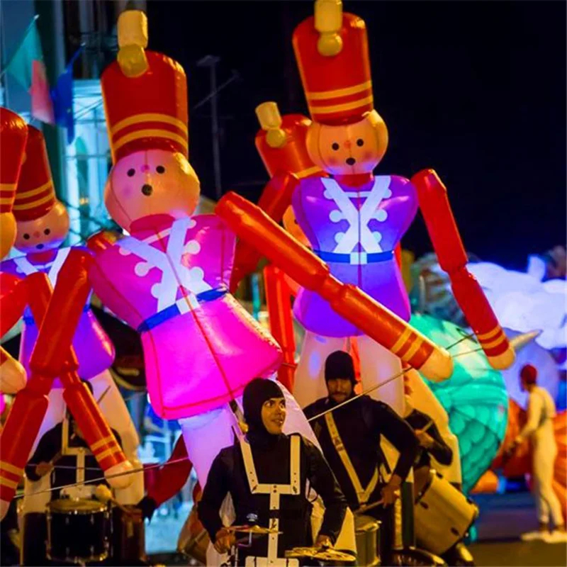3.5m High  Inflatable Soldier Puppet Custom  with Led lights for Christmas Outdoor Parade Performance