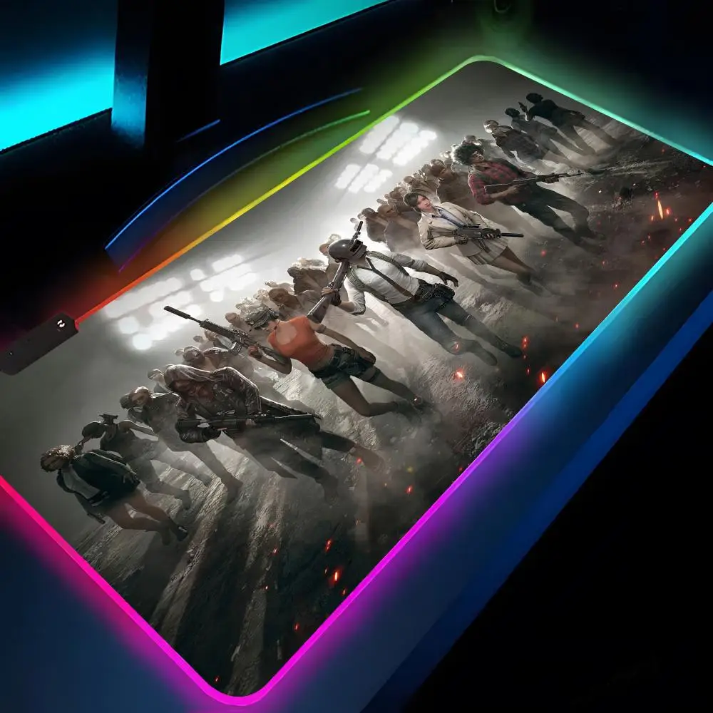 Game P-PUBG Mouse Pad XXL RGB Gaming Mouse Pad HD Gamer Accessories Large LED Light MousePads PC Carpet With Backlit