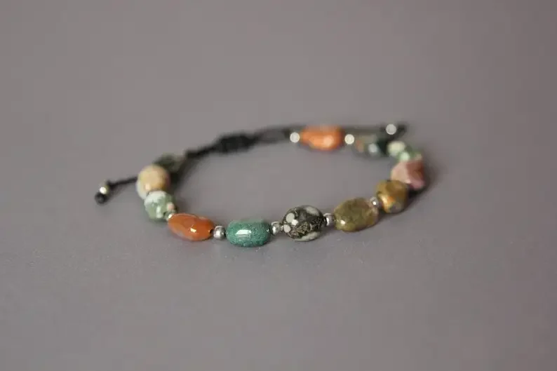 Ocean Jasper Crystal Pisces Gift Stacking Hand Ocean Jasper Jewelry Natural Stone Bracelet view 2