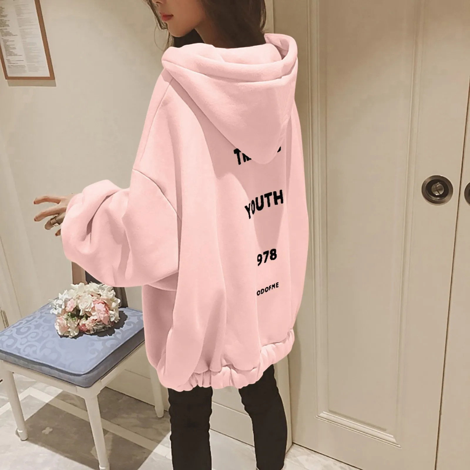 

Women's Baggy Letters Printed Hooded Sweatshirt Zipper Coat Hoodies Daily Outdoor Workout Long Sleeve Hoodie Top Sweatshirt