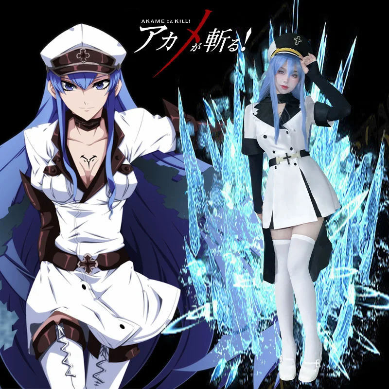 

Аниме Akame ga KILL! Esdese/ Esdeath платье-униформа для косплея, парик и обувь, костюм на Хэллоуин для женщин и девушек