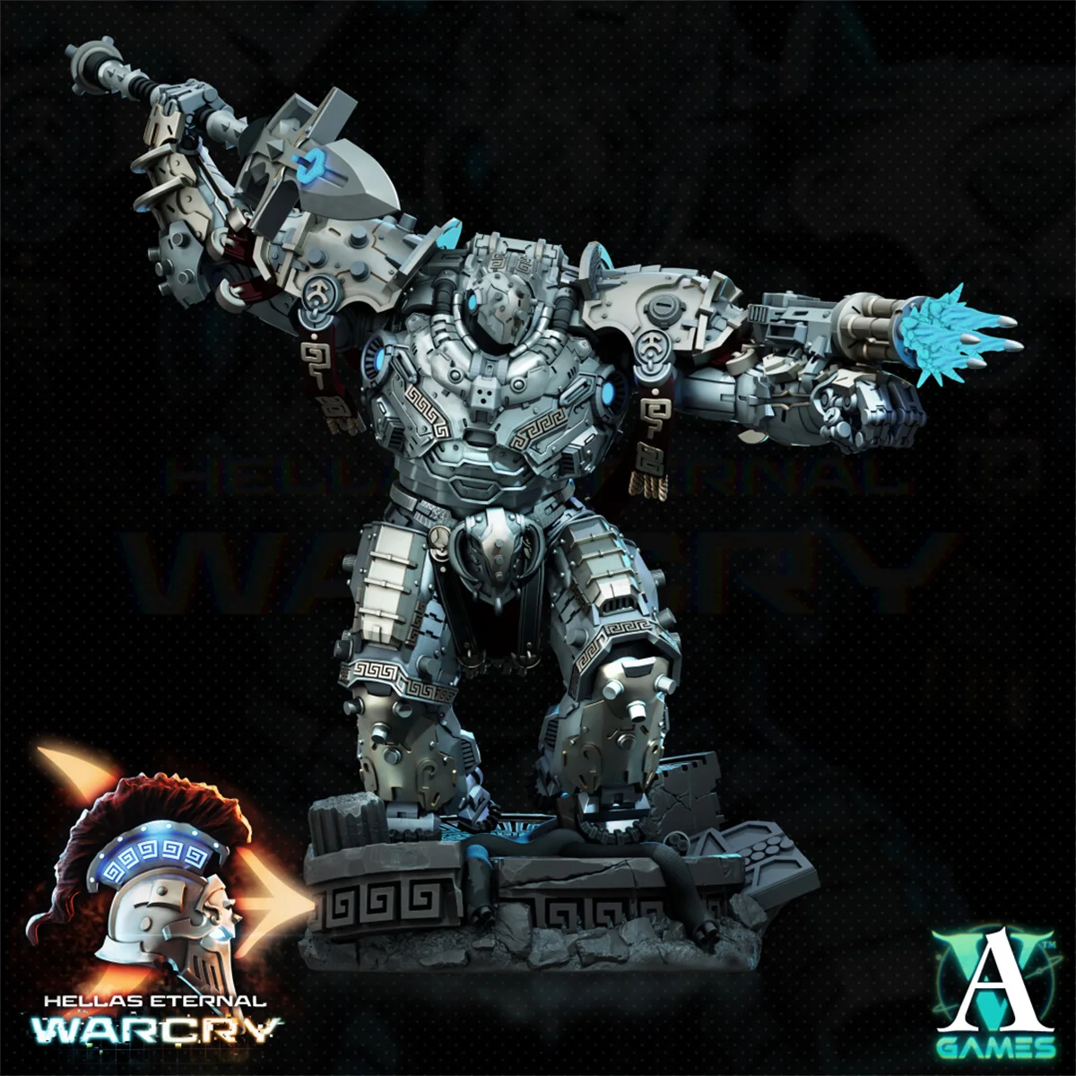 Dnd miniatur figur baja Spartan Heavy Armor Robot tempur pesawat papan permainan Model cetak 3d