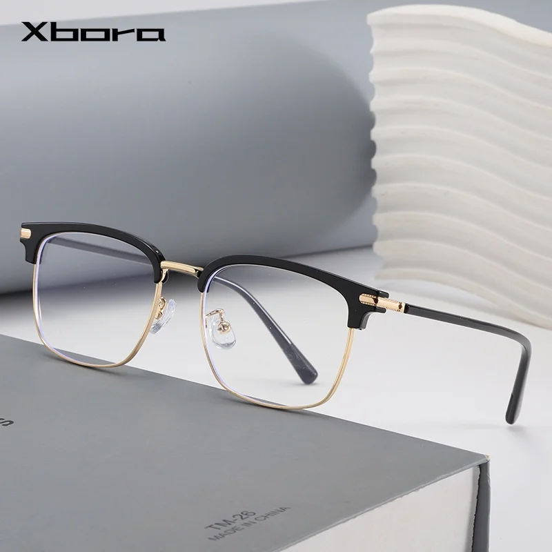 

Xbora Designer Pure Hand-Made Eyebrow Frame Men Eyewear Frame TR90 Alloy Women retro Fashion Optical Prescriptio Glasses 00303