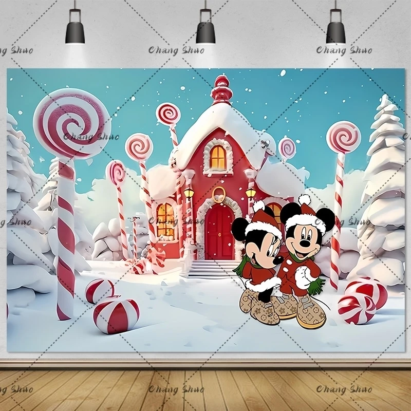 Disney Mickey Minnie Mouse Backdrops Birthday New Year Decor Custom Wedding Backgrounds Christmas Studio Supplies Banner Props