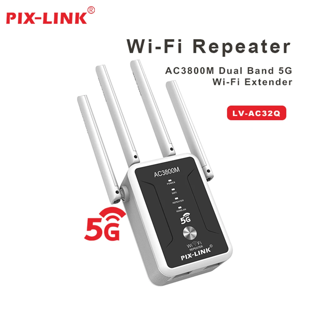 PIX-Link 1200Mbps 무선 WiFi 듀얼 밴드 리피터 Wifi 신호 부스터 5G 익스텐더 802.11ac 기가비트 WiFi 증폭기 라우터 AC32Q