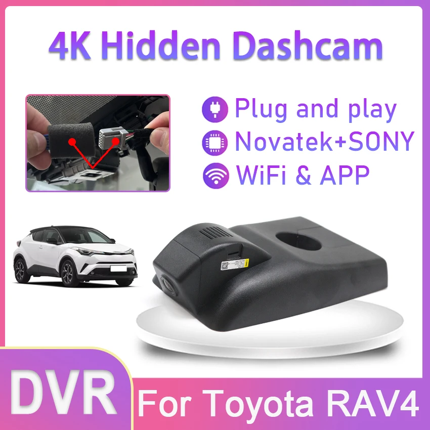 New! 4K Dash Cam For Toyota RAV4 5th Gen (XA50/XU80) GXL 2016 2017 2018 2019 2020 2021 2022 2023 UHD 2160P Plug and Play DashCam