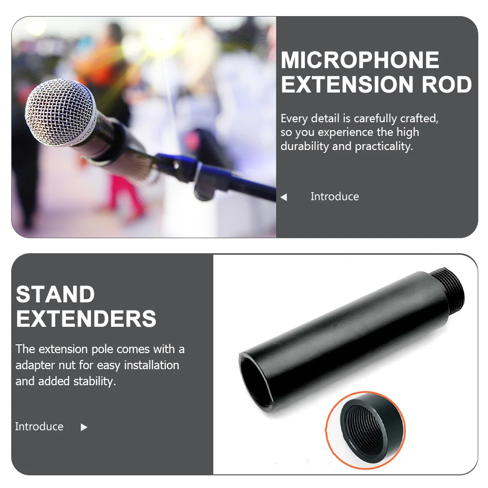 1 Set Mic Stand Extension Tube Microphone Arm Stand Desk Stand Extension Stand Extenders Microphone Extension Rod