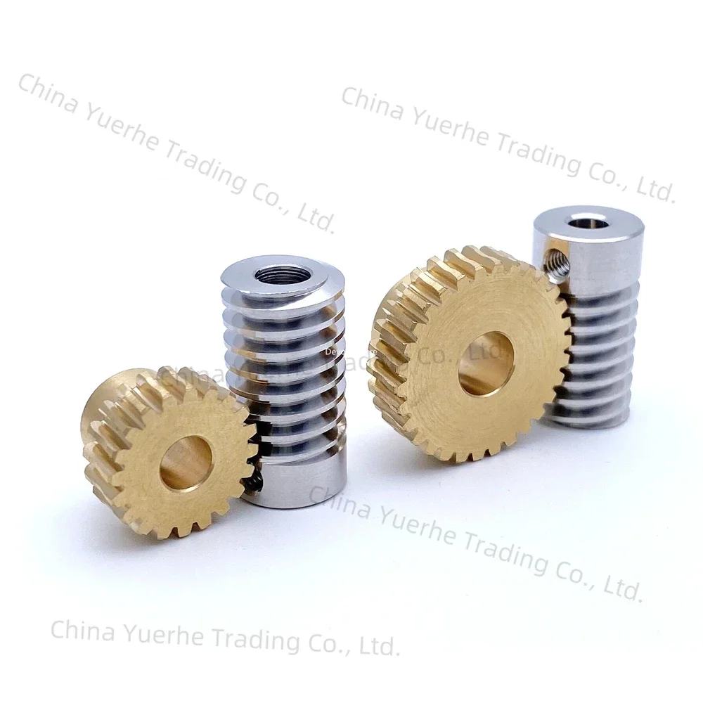 

0.8M Precision Turbine Worm Gear Set 1:20/30/40/50/60 Teeth Stainless Steel Worm Copper Gear Accessories