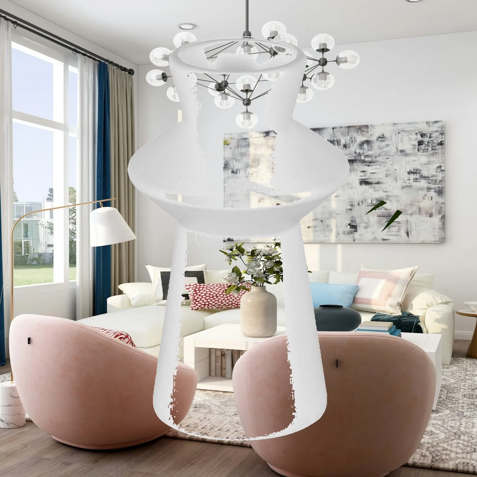 Vase décoratif en plastique, design minimaliste moderne, centre de table pour fleurs, décoration scandinave pour salon