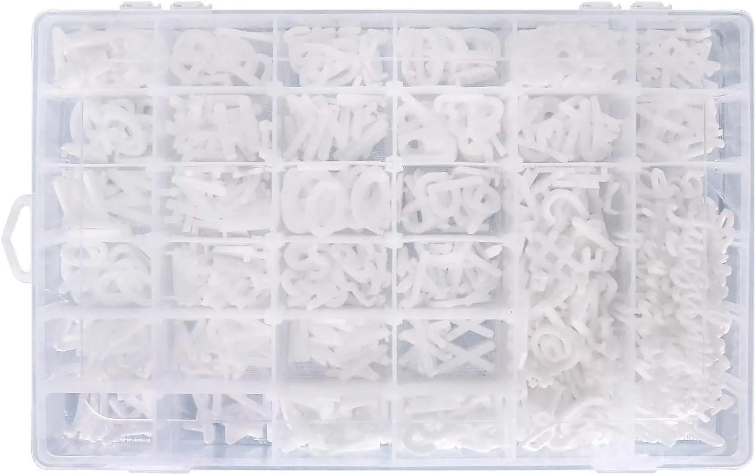 

645 предварительно вырезанных белых пластиковых букв для фетровых досок с лотком для сортировки, включая размеры 3/4 и 1 дюйм и эмодзи