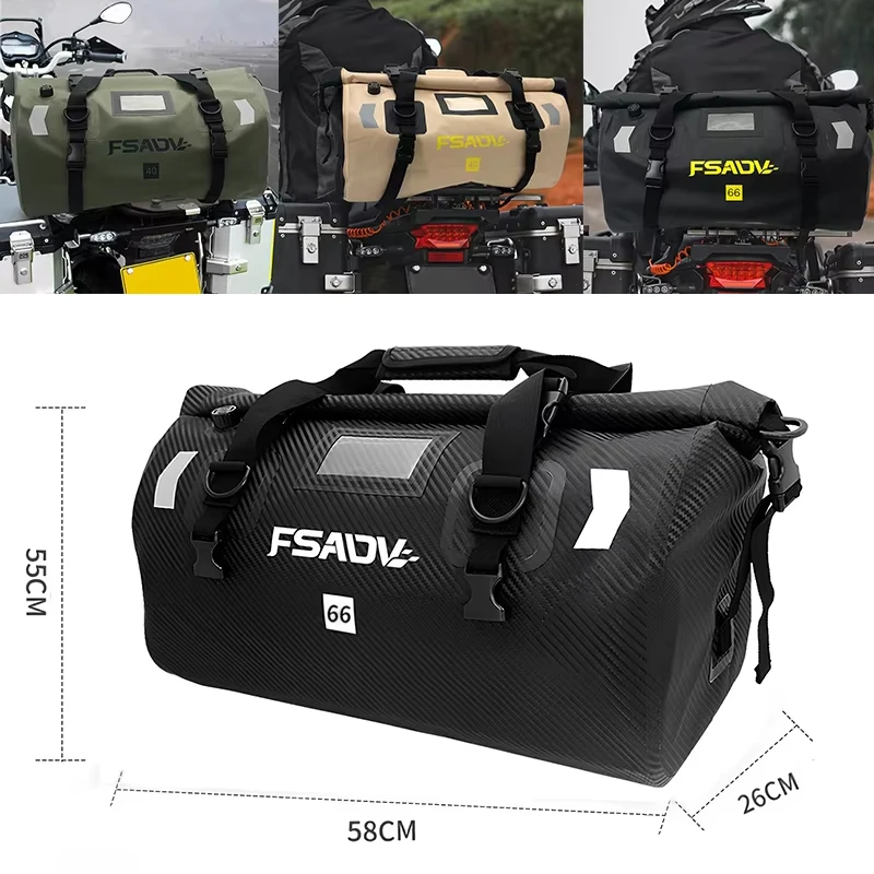 Waterproof Tail Bag Travel Outdoor Dry Luggage Roll Pack Bag 40L/66L Motorcycle Luggage Backpack Motorcycle Seat Bag For BMW