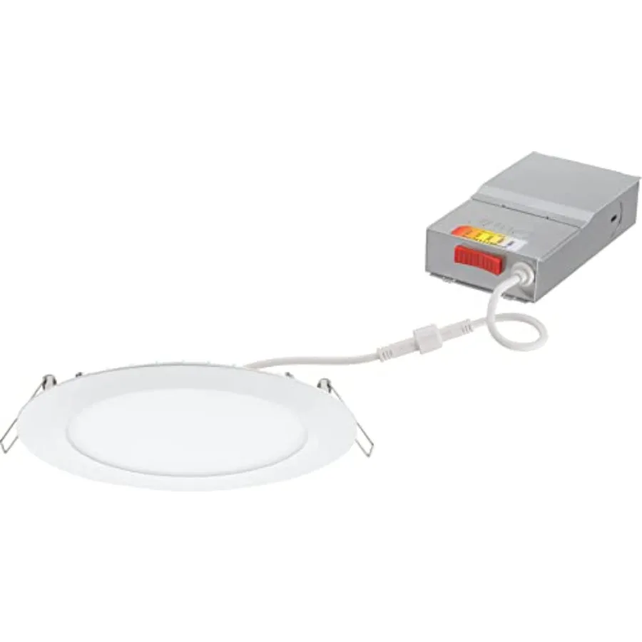 LED Recessed Lights 6 Inch Round Wafer Downlight, 5-in-1 Switchable White Color Temperature, 120 Volts, 6-Inch Ultra-Thin Flat