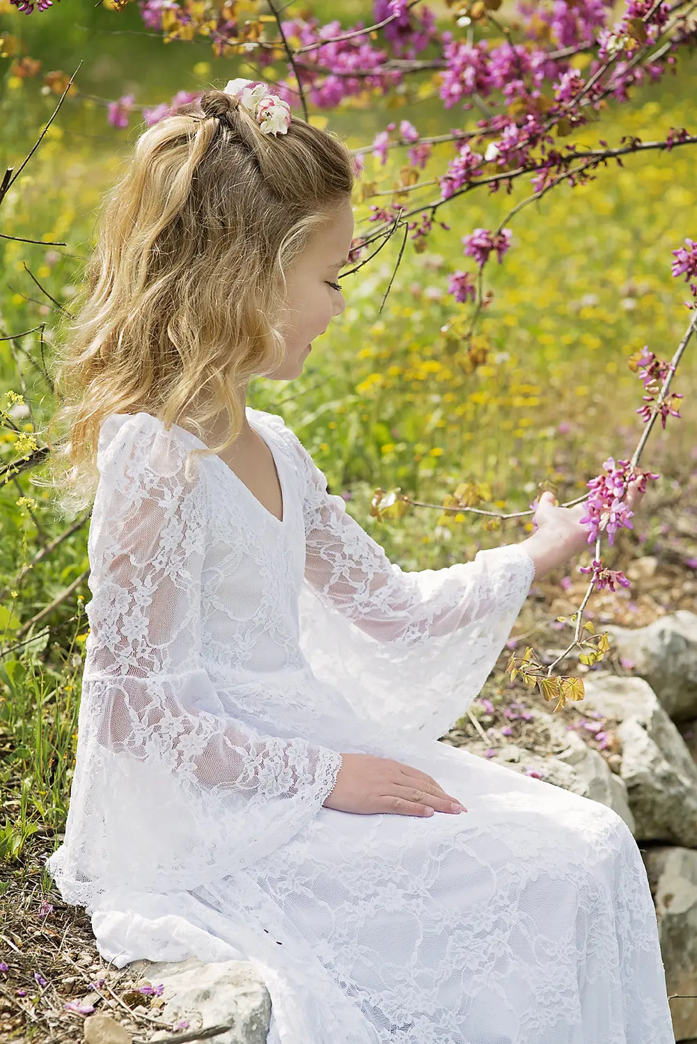 女の子のためのボヘミアンスタイルのレースのドレス,2〜11歳の女の子のための花柄の衣装,聖体拝領,レース