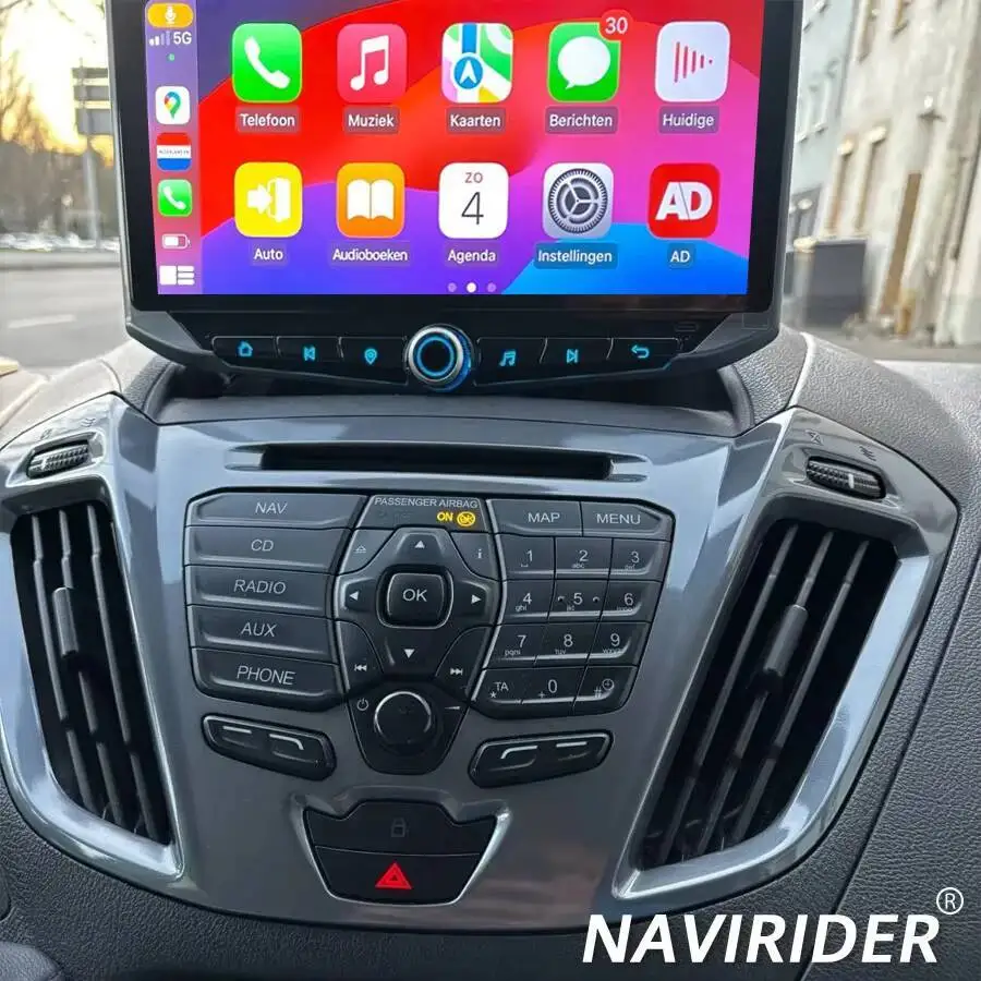Central Multimídia Android Auto de 10.88 polegadas para Ford Transit Tourneo Custom Ecosport com CarPlay sem fio, GPS, carregamento Tipo-C, suporte de