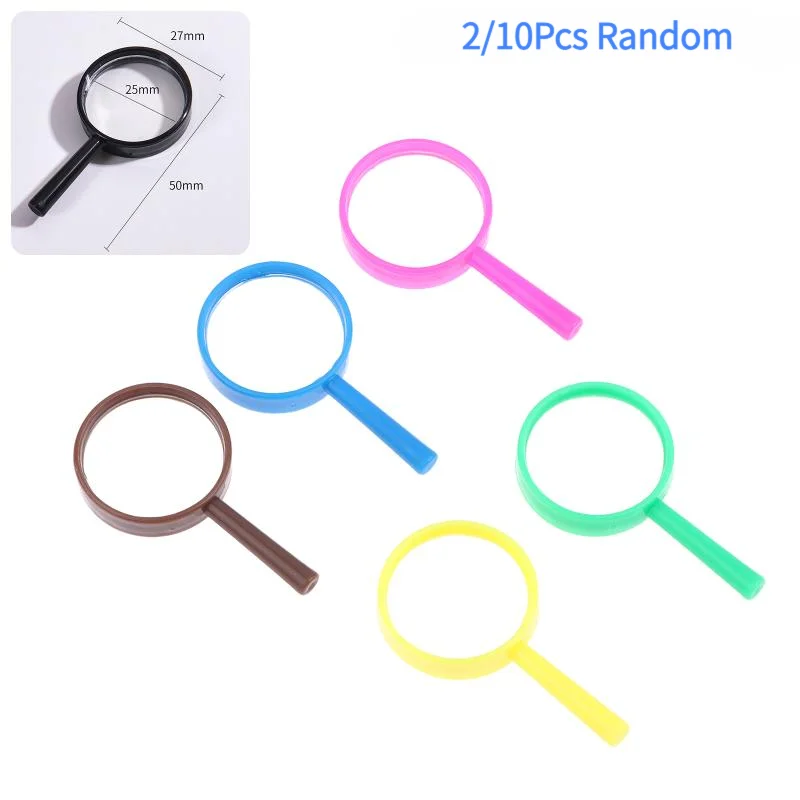 Random 2/10Pcs Portable Handheld Mini Magnifying Glass Children Observation Tools For School Outdoor Scientific Supplies.