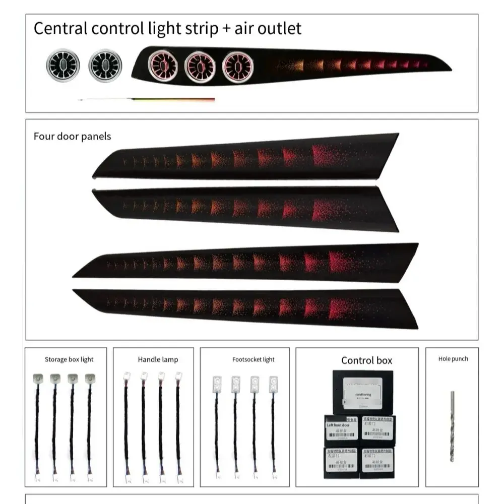 

Dynamic Atmosphere Light For Mercedes-Benz C-Class W204 Emitting Vent 1:1 Mold Trim Panel Ambient Light Automotive Interior Ligh